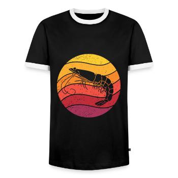 Shrimp Retro Style Vintage - Men's Ringer Shirt - black/white - Front - AI Model Female 172 light (172cm) & AI Model Male 178 light (178cm)