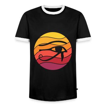 Eye Of Horus Retro Style Vintage - Men's Ringer Shirt - black/white - Front - AI Model Female 172 light (172cm) & AI Model Male 178 light (178cm)