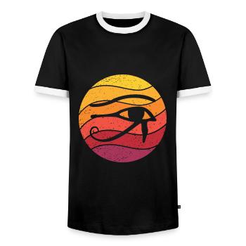 Eye Of Horus Retro Style Vintage - Men's Ringer Shirt - black/white - Front - AI Model Female 172 light (172cm) & AI Model Male 178 light (178cm)