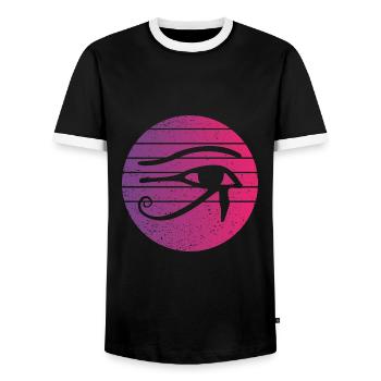 Eye Of Horus Retro Style Vintage - Men's Ringer Shirt - black/white - Front - AI Model Female 172 light (172cm) & AI Model Male 178 light (178cm)