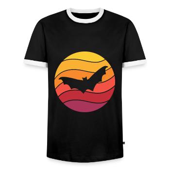 Bat Retro Style Vintage - Men's Ringer Shirt - black/white - Front - AI Model Female 172 light (172cm) & AI Model Male 178 light (178cm)