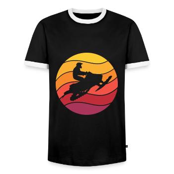Snowmobile Retro Style Vintage - Men's Ringer Shirt - black/white - Front - AI Model Female 172 light (172cm) & AI Model Male 178 light (178cm)