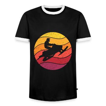 Snowmobile Retro Style Vintage - Men's Ringer Shirt - black/white - Front - AI Model Female 172 light (172cm) & AI Model Male 178 light (178cm)