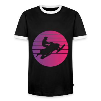 Snowmobile Retro Style Vintage - Men's Ringer Shirt - black/white - Front - AI Model Female 172 light (172cm) & AI Model Male 178 light (178cm)