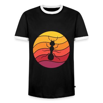 Ant Retro Style Vintage - Men's Ringer Shirt - black/white - Front - AI Model Female 172 light (172cm) & AI Model Male 178 light (178cm)