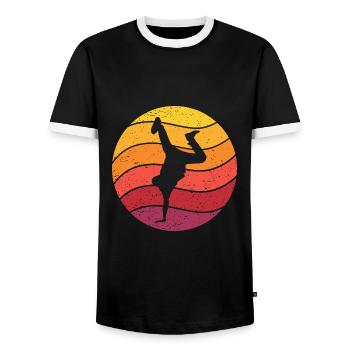 Breakdance Retro Style Vintage - Men's Ringer Shirt - black/white - Front - AI Model Female 172 light (172cm) & AI Model Male 178 light (178cm)