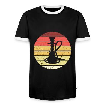 Wasserpfeife Retro Style Vintage - Männer Kontrast-T-Shirt - Schwarz/Weiß - Vorne - AI Model Female 172 light (172cm) & AI Model Male 178 light (178cm)