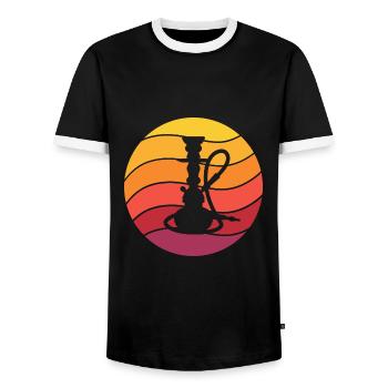 Wasserpfeife Retro Style Vintage - Männer Kontrast-T-Shirt - Schwarz/Weiß - Vorne - AI Model Female 172 light (172cm) & AI Model Male 178 light (178cm)