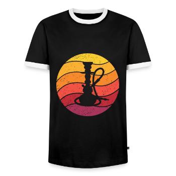 Wasserpfeife Retro Style Vintage - Männer Kontrast-T-Shirt - Schwarz/Weiß - Vorne - AI Model Female 172 light (172cm) & AI Model Male 178 light (178cm)