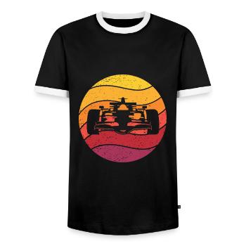 Voiture de course Retro Style Vintage - T-shirt contrasté Homme - noir/blanc - Devant - AI Model Female 172 light (172cm) & AI Model Male 178 light (178cm)