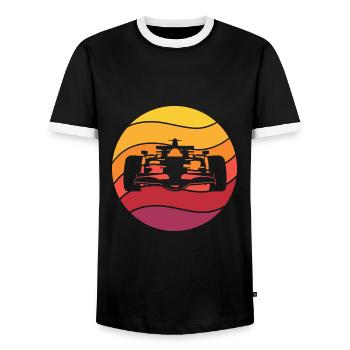 Voiture de course Retro Style Vintage - T-shirt contrasté Homme - noir/blanc - Devant - AI Model Female 172 light (172cm) & AI Model Male 178 light (178cm)