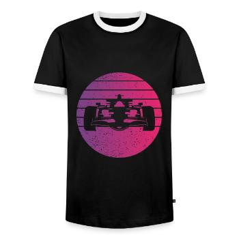 Voiture de course Retro Style Vintage - T-shirt contrasté Homme - noir/blanc - Devant - AI Model Female 172 light (172cm) & AI Model Male 178 light (178cm)