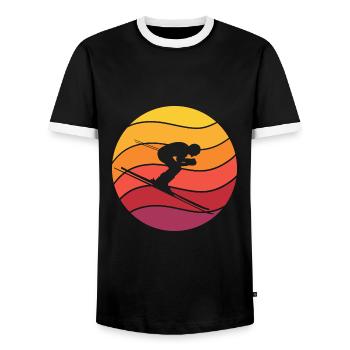 Skifahren Retro Style Vintage - Männer Kontrast-T-Shirt - Schwarz/Weiß - Vorne - AI Model Female 172 light (172cm) & AI Model Male 178 light (178cm)