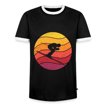 Skifahren Retro Style Vintage - Männer Kontrast-T-Shirt - Schwarz/Weiß - Vorne - AI Model Female 172 light (172cm) & AI Model Male 178 light (178cm)