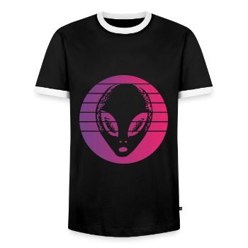 Alien Retro Style Vintage - Men's Ringer Shirt - black/white - Front - AI Model Female 172 light (172cm) & AI Model Male 178 light (178cm)