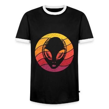 Alien Retro Style Vintage - Men's Ringer Shirt - black/white - Front - AI Model Female 172 light (172cm) & AI Model Male 178 light (178cm)
