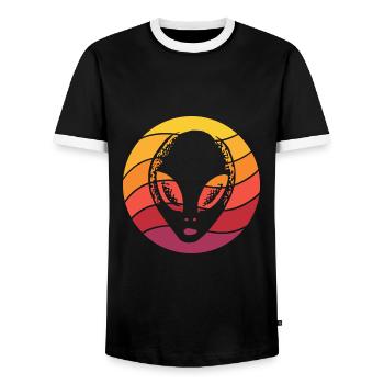 Alien Retro Style Vintage - Men's Ringer Shirt - black/white - Front - AI Model Female 172 light (172cm) & AI Model Male 178 light (178cm)