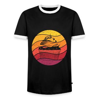 Cupcake Retro Style Vintage - Männer Kontrast-T-Shirt - Schwarz/Weiß - Vorne - AI Model Female 172 light (172cm) & AI Model Male 178 light (178cm)