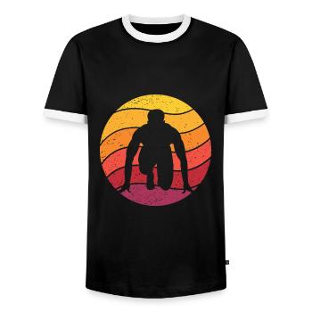 Running Retro Style Vintage - Men's Ringer Shirt - black/white - Front - AI Model Female 172 light (172cm) & AI Model Male 178 light (178cm)