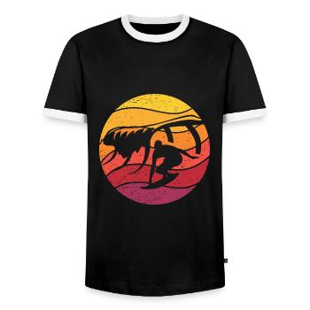 Surfing Retro Style Vintage - Men's Ringer Shirt - black/white - Front - AI Model Female 172 light (172cm) & AI Model Male 178 light (178cm)