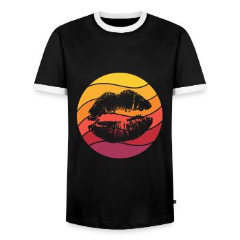 Lippen Retro Style Vintage - Männer Kontrast-T-Shirt - Schwarz/Weiß - Vorne - AI Model Female 172 light (172cm) & AI Model Male 178 light (178cm)