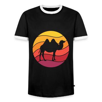 Camel Retro Style Vintage - Men's Ringer Shirt - black/white - Front - AI Model Female 172 light (172cm) & AI Model Male 178 light (178cm)