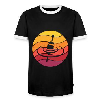Pose Pêche Nageur Rétro Style Vintage - T-shirt contrasté Homme - noir/blanc - Devant - AI Model Female 172 light (172cm) & AI Model Male 178 light (178cm)