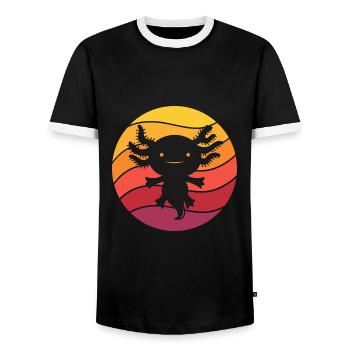 Axolotl Retro Style Vintage - T-shirt contrasté Homme - noir/blanc - Devant - AI Model Female 172 light (172cm) & AI Model Male 178 light (178cm)