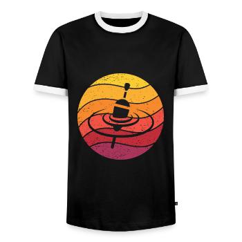 Pose Pêche Nageur Rétro Style Vintage - T-shirt contrasté Homme - noir/blanc - Devant - AI Model Female 172 light (172cm) & AI Model Male 178 light (178cm)