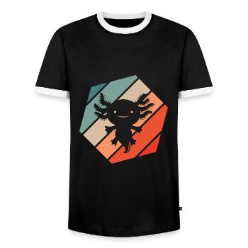 Axolotl Retro Style Vintage - T-shirt contrasté Homme - noir/blanc - Devant - AI Model Female 172 light (172cm) & AI Model Male 178 light (178cm)