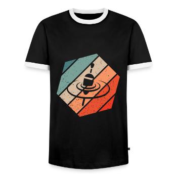 Pose Pêche Nageur Rétro Style Vintage - T-shirt contrasté Homme - noir/blanc - Devant - AI Model Female 172 light (172cm) & AI Model Male 178 light (178cm)