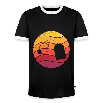 Sachets de thé Retro Style Vintage - T-shirt contrasté Homme - noir/blanc - Devant - AI Model Female 172 light (172cm) & AI Model Male 178 light (178cm)