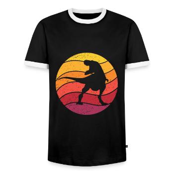 Dinosaure Rétro Style Vintage - T-shirt contrasté Homme - noir/blanc - Devant - AI Model Female 172 light (172cm) & AI Model Male 178 light (178cm)