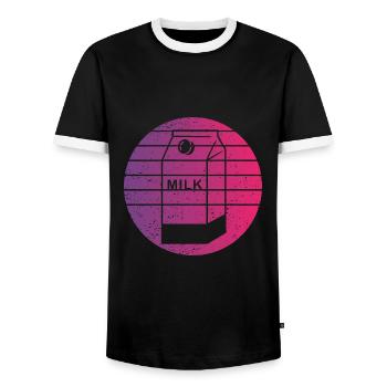 Milk Carton Retro Style Vintage - Men's Ringer Shirt - black/white - Front - AI Model Female 172 light (172cm) & AI Model Male 178 light (178cm)