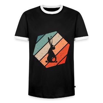 Lapin Rétro Style Vintage - T-shirt contrasté Homme - noir/blanc - Devant - AI Model Female 172 light (172cm) & AI Model Male 178 light (178cm)