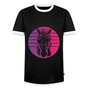 Einhorn Retro Style Vintage - Männer Kontrast-T-Shirt - Schwarz/Weiß - Vorne - AI Model Female 172 light (172cm) & AI Model Male 178 light (178cm)