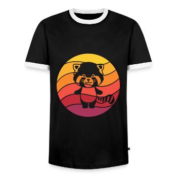 Red Panda Retro Style Vintage - T-shirt contrasté Homme - noir/blanc - Devant - AI Model Female 172 light (172cm) & AI Model Male 178 light (178cm)