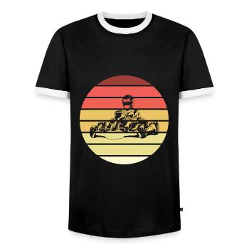 Gokart Retro Style Vintage - Männer Kontrast-T-Shirt - Schwarz/Weiß - Vorne - AI Model Female 172 light (172cm) & AI Model Male 178 light (178cm)