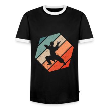 Martial Arts Retro Style Vintage - Men's Ringer Shirt - black/white - Front - AI Model Female 172 light (172cm) & AI Model Male 178 light (178cm)