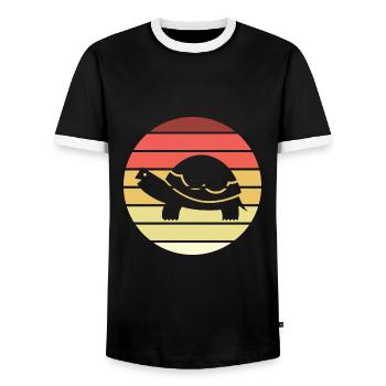 Turtle Retro Style Vintage - Men's Ringer Shirt - black/white - Front - AI Model Female 172 light (172cm) & AI Model Male 178 light (178cm)