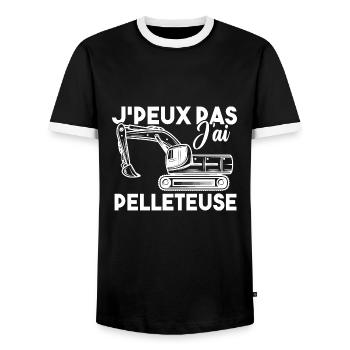 J peux pas j ai pelleteuse - T-shirt contrasté Homme - noir/blanc - Devant - AI Model Female 172 light (172cm) & AI Model Male 178 light (178cm)