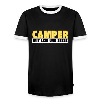 Camper with heart and soul - Men's Ringer Shirt - black/white - Front - AI Model Female 172 light (172cm) & AI Model Male 178 light (178cm)