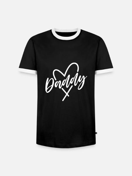 Papa Herz - Männer Kontrast-T-Shirt - Schwarz/Weiß