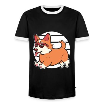 Corgi - T-shirt contrasté Homme - noir/blanc - Devant - AI Model Female 172 light (172cm) & AI Model Male 178 light (178cm)