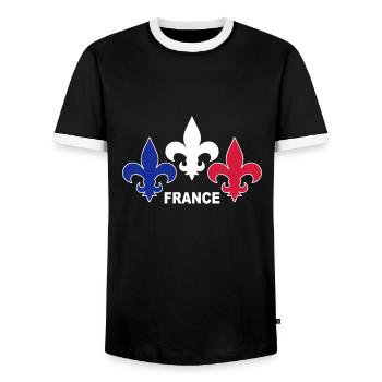 Fleurs de Lys - T-shirt contrasté Homme - noir/blanc - Devant - AI Model Female 172 light (172cm) & AI Model Male 178 light (178cm)