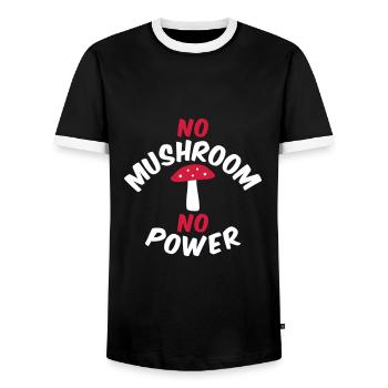 No mushroom no power (fly agaric) - Men's Ringer Shirt - black/white - Front - AI Model Female 172 light (172cm) & AI Model Male 178 light (178cm)