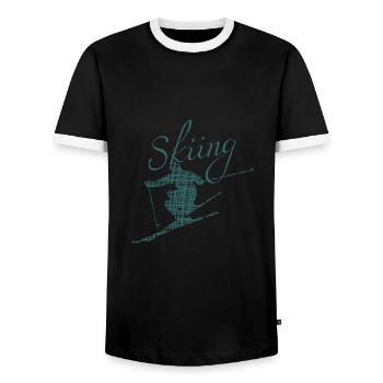 skiing ski fahren - Männer Kontrast-T-Shirt - Schwarz/Weiß - Vorne - AI Model Female 172 light (172cm) & AI Model Male 178 light (178cm)