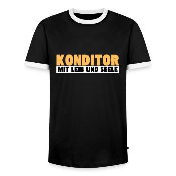 Konditor mit Leib und Seele - Männer Kontrast-T-Shirt - Schwarz/Weiß - Vorne - AI Model Female 172 light (172cm) & AI Model Male 178 light (178cm)