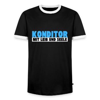 Konditor mit Leib und Seele - Männer Kontrast-T-Shirt - Schwarz/Weiß - Vorne - AI Model Female 172 light (172cm) & AI Model Male 178 light (178cm)