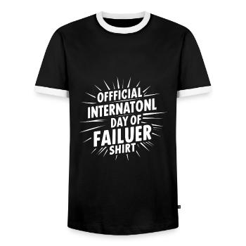 International Day for Failure - Tag des Fehlers - Men's Ringer Shirt - black/white - Front - AI Model Female 172 light (172cm) & AI Model Male 178 light (178cm)